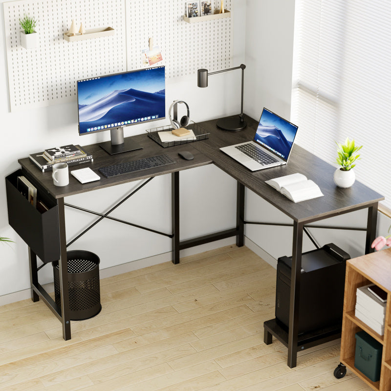 L-Shaped Gaming Desk — Wood, Storage Pocket