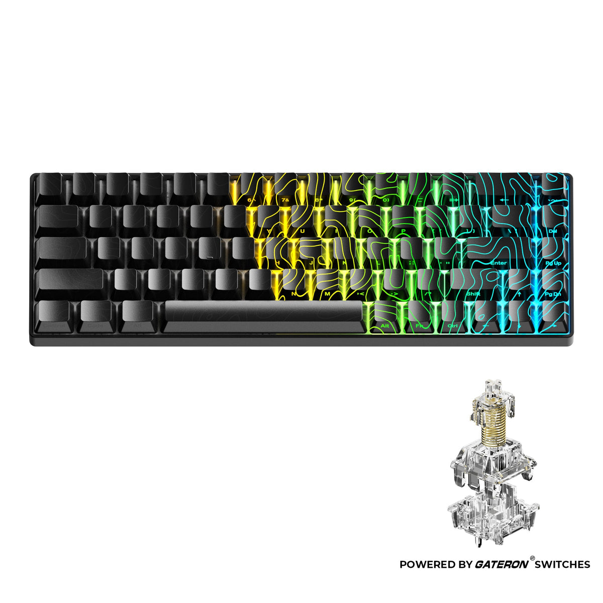 Teclado gaming XVX HE68 con efecto Hall, disparo rápido al 68%, con cable y teclas magnéticas, en color negro.
