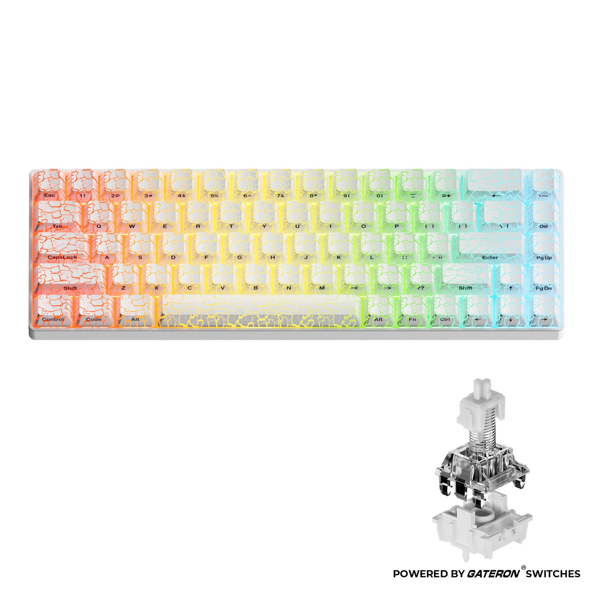 Teclado gaming XVX HE68 con efecto de hall, disparo rápido y conexión con cable, en color negro con teclas mecánicas.