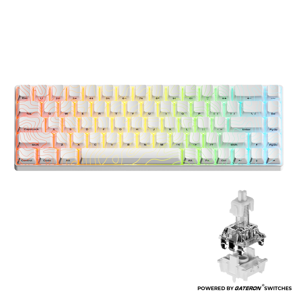 Teclado gaming XVX HE68 con efecto Hall, cableado, disparo rápido y diseño magnético en imagen.