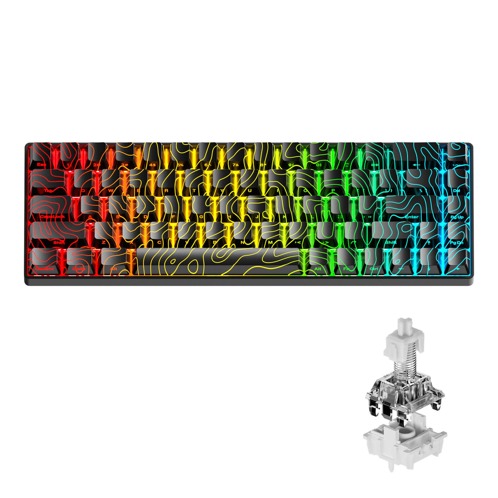 Teclado gaming XVX HE68 con efecto hall, cableado y botones de disparo rápido en color negro.