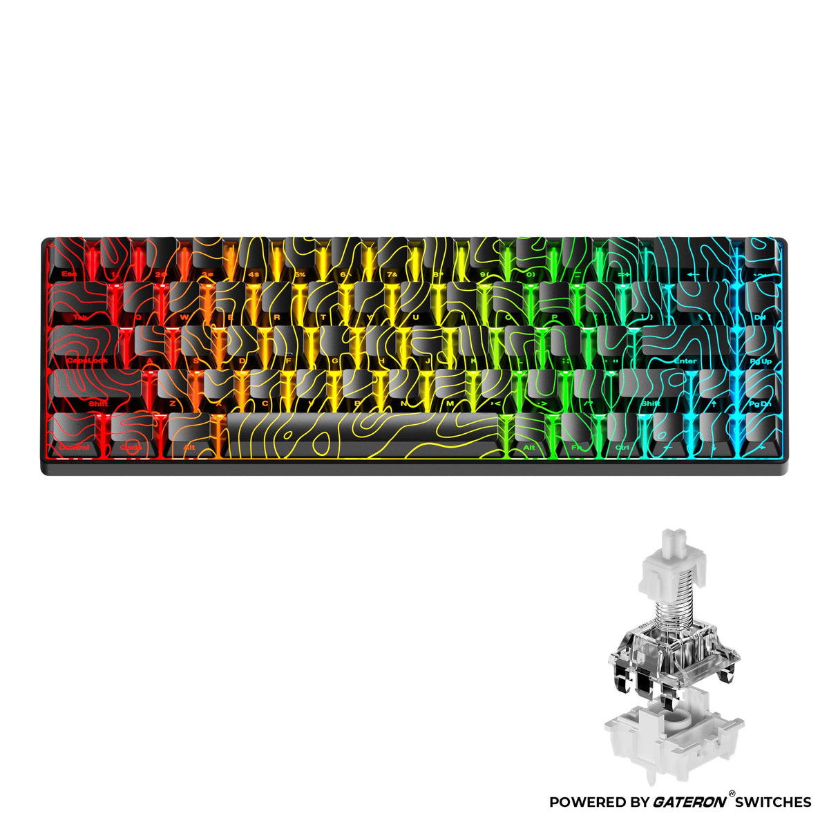 Teclado gaming XVX HE68 con efecto de hall, rápido disparo, cableado y magnético, en diseño compacto y moderno.