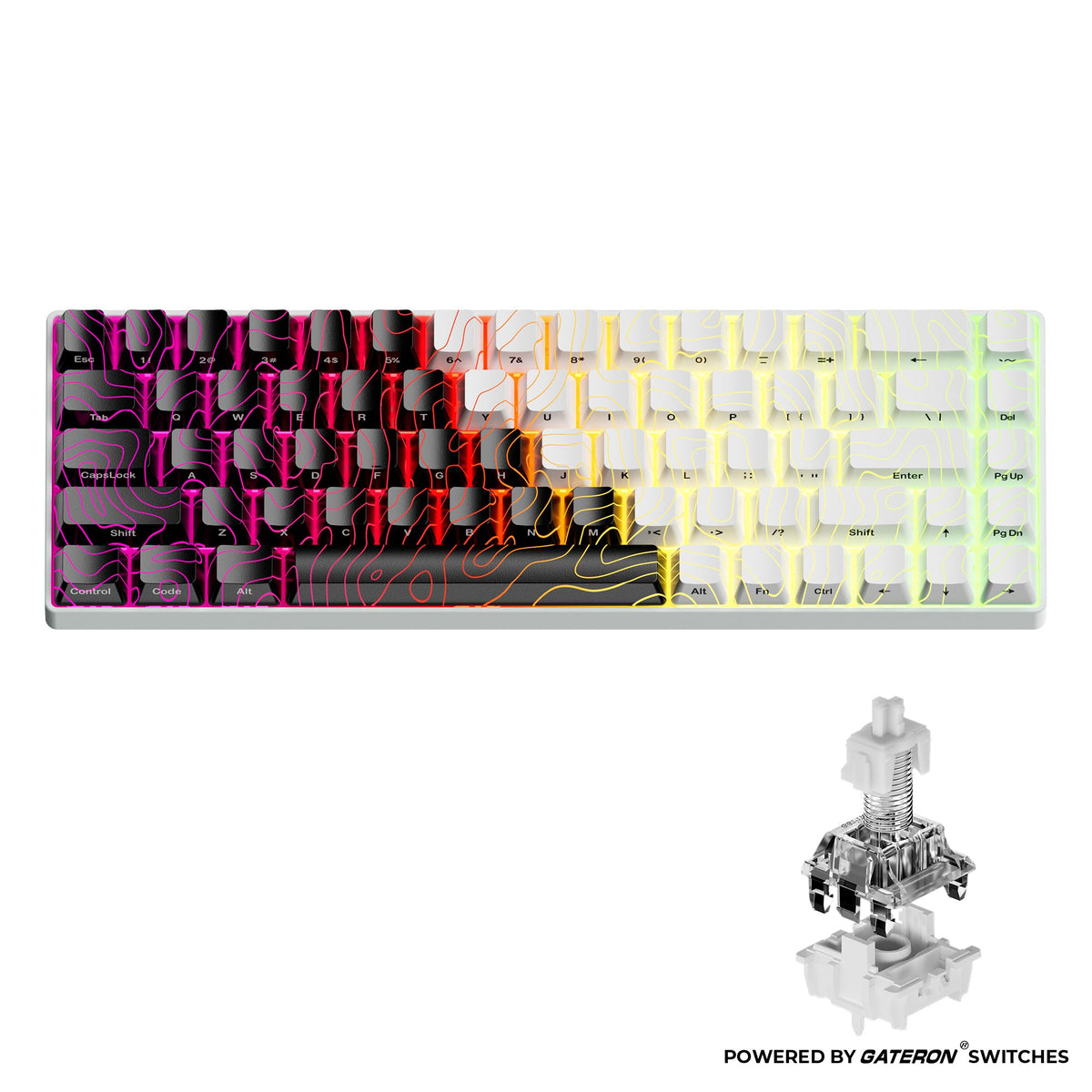 Teclado gaming XVX HE68 con efecto hall, con cable, disparo rápido y diseño magnético en acabado negro.