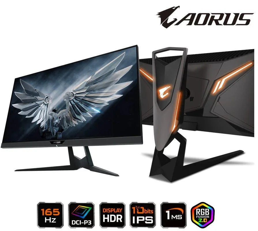 Monitor para juegos Gigabyte AORUS FI27Q-P de 27 pulgadas con pantalla HDR, 165Hz y tiempo de respuesta de 1ms.