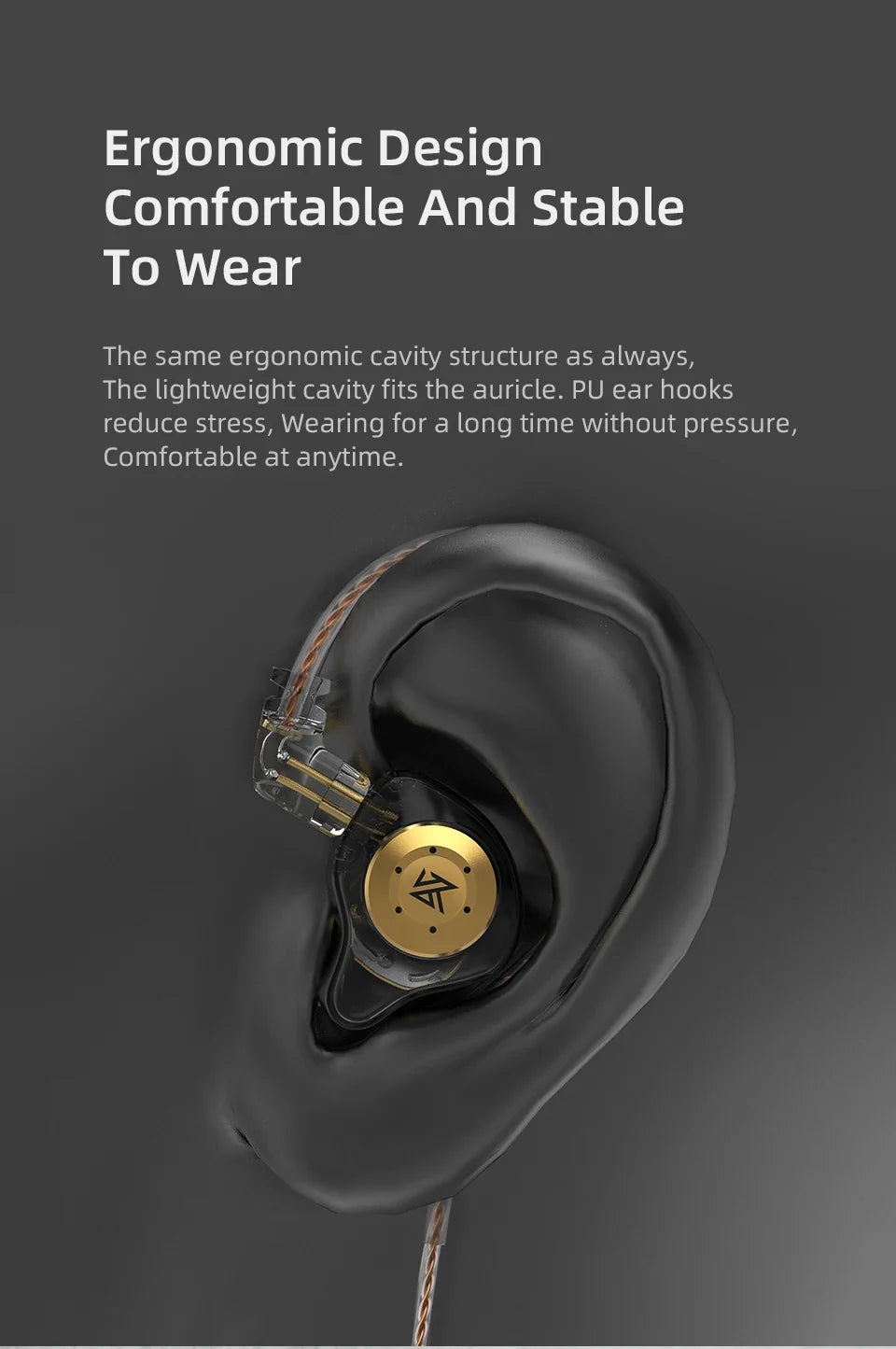 Auriculares KZ EDX Pro de Selvanelle, en color negro, con diseño intrauditivo, cable de audio y control en línea para música y juegos.
