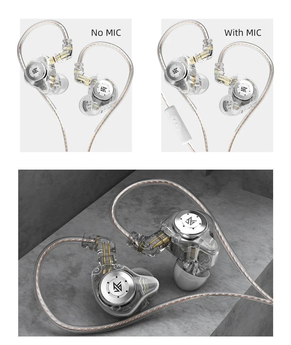 Auriculares KZ EDX Pro Selvanelle con diadema, diseño in-ear, cables, y control de volumen para música y juegos, sonido HiFi y cancelación de ruido