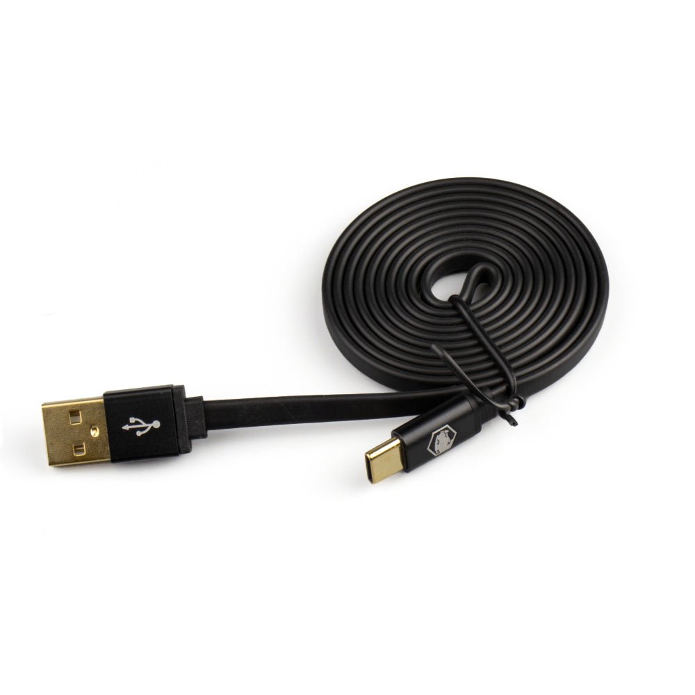 Cable USB-A 2.0 a Tipo-C de Battle Beaver Customs, accesorio de 4 pies en color plata, para cargar y transferir datos.
